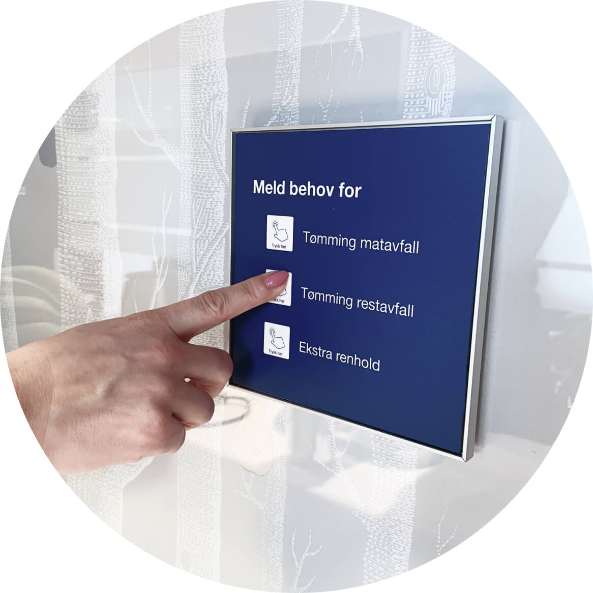 A woman hand is pointing at a signal